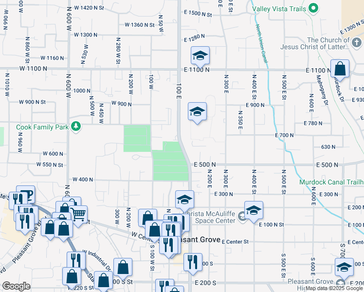 map of restaurants, bars, coffee shops, grocery stores, and more near 630 Utah 146 in Pleasant Grove