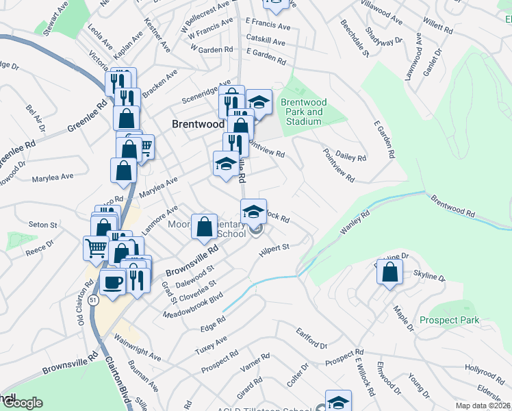 map of restaurants, bars, coffee shops, grocery stores, and more near 3789 Woodrow Avenue in Pittsburgh