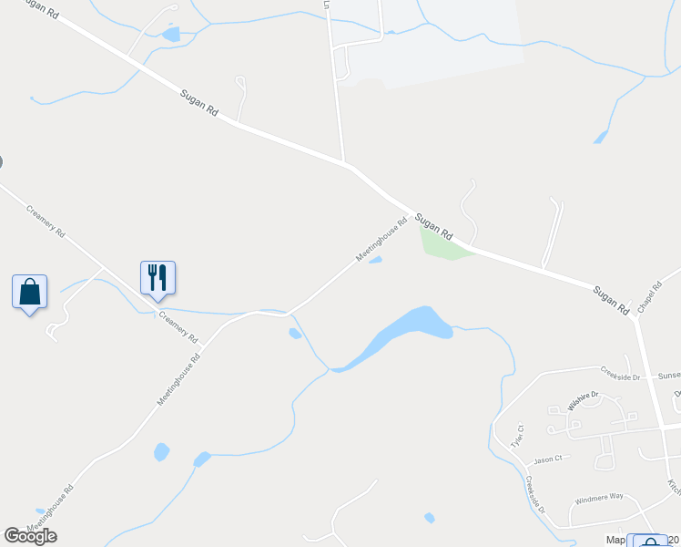 map of restaurants, bars, coffee shops, grocery stores, and more near 6562 Meetinghouse Road in New Hope