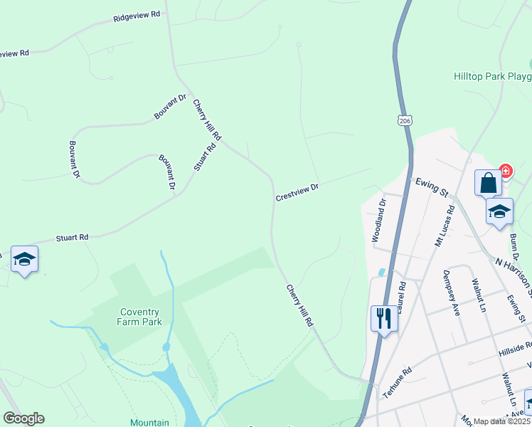 map of restaurants, bars, coffee shops, grocery stores, and more near 288 Cherry Hill Road in Princeton