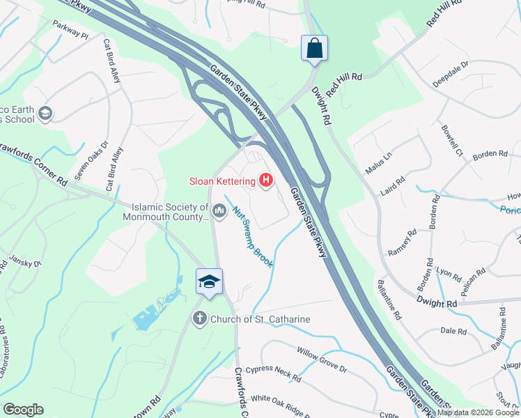 map of restaurants, bars, coffee shops, grocery stores, and more near 480 Red Hill Road in Middletown Township
