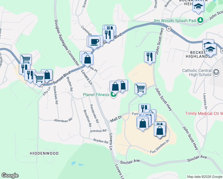 map of restaurants, bars, coffee shops, grocery stores, and more near 120 Teresa Drive in Steubenville