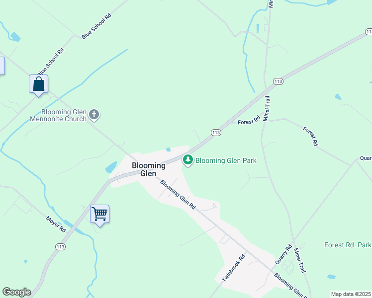 map of restaurants, bars, coffee shops, grocery stores, and more near 1324 Pennsylvania 113 in Perkasie