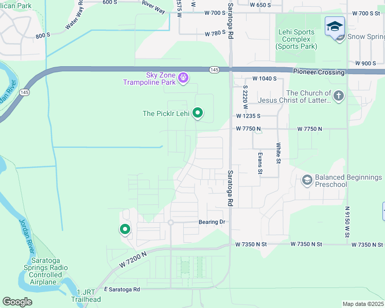 map of restaurants, bars, coffee shops, grocery stores, and more near 7675 North 9550 West in Lehi