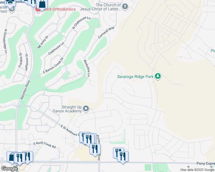 map of restaurants, bars, coffee shops, grocery stores, and more near 478 North Woodland Road in Eagle Mountain