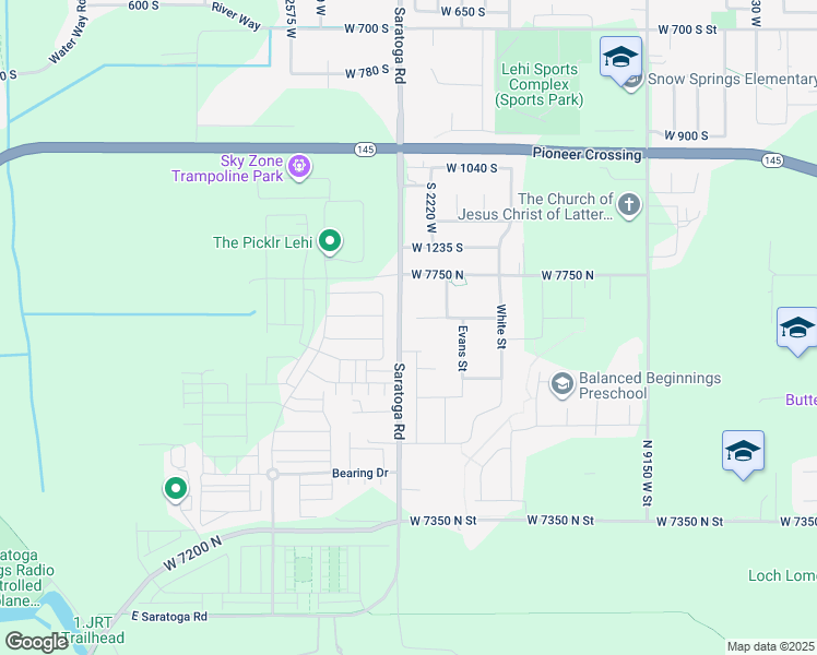 map of restaurants, bars, coffee shops, grocery stores, and more near 2269 West Thomas Street in Lehi