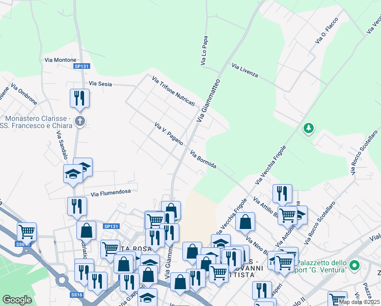 map of restaurants, bars, coffee shops, grocery stores, and more near 4 Via Bormida in Lecce