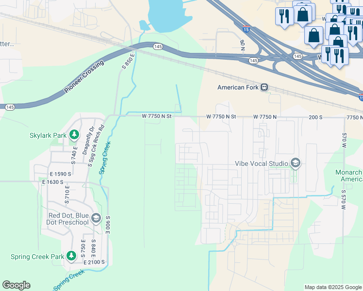 map of restaurants, bars, coffee shops, grocery stores, and more near 1146 West 310 South in American Fork