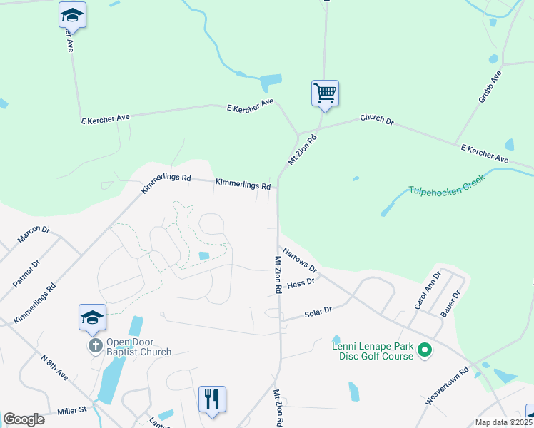 map of restaurants, bars, coffee shops, grocery stores, and more near 973 Mount Zion Road in Lebanon