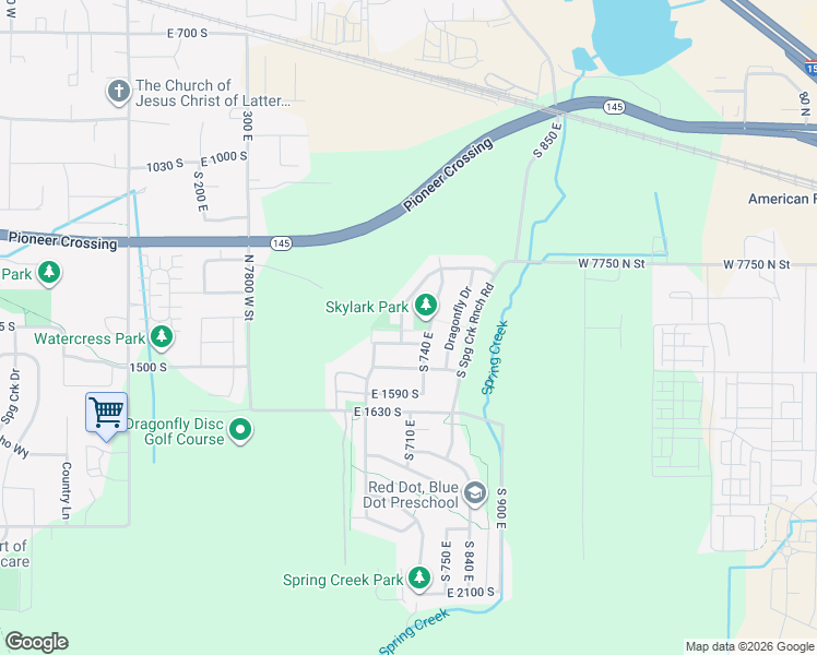 map of restaurants, bars, coffee shops, grocery stores, and more near 1410 Grey Goose Road in Lehi