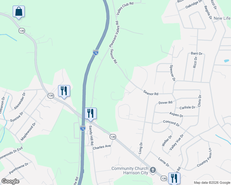 map of restaurants, bars, coffee shops, grocery stores, and more near 100 Dunrobin Lane in Irwin