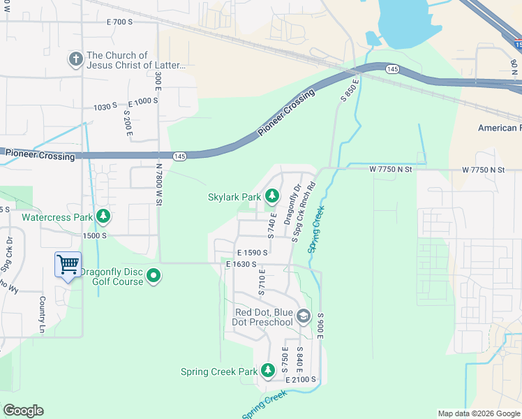 map of restaurants, bars, coffee shops, grocery stores, and more near 1410 Grey Goose Road in Lehi