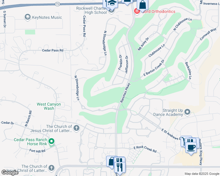 map of restaurants, bars, coffee shops, grocery stores, and more near 3462 Heyward Court in Eagle Mountain