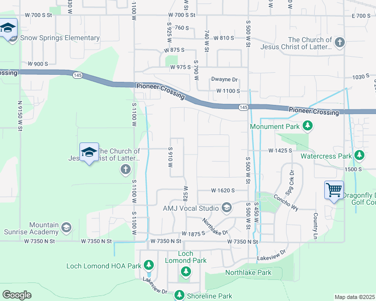 map of restaurants, bars, coffee shops, grocery stores, and more near 1389 S 825 W in Lehi