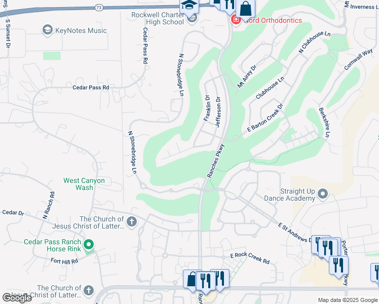 map of restaurants, bars, coffee shops, grocery stores, and more near 3462 Heyward Court in Eagle Mountain