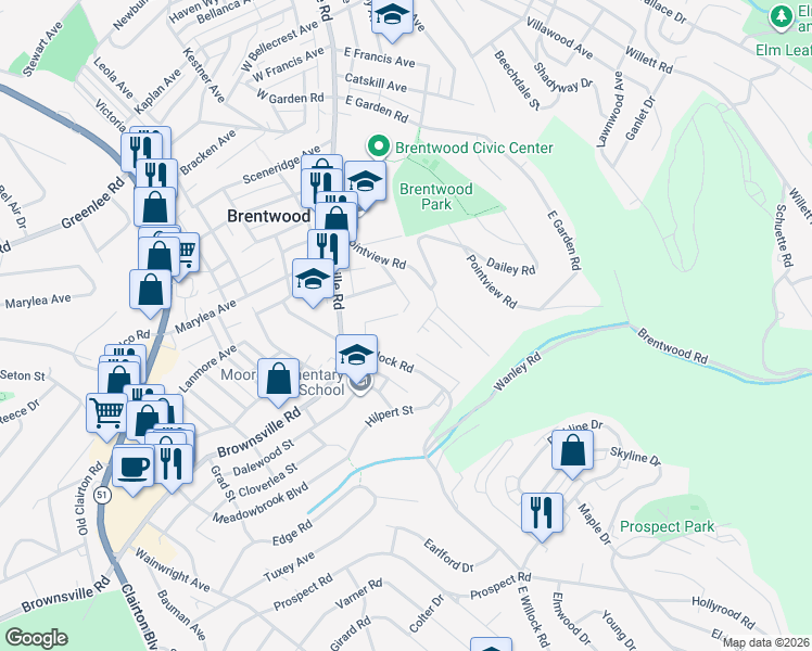 map of restaurants, bars, coffee shops, grocery stores, and more near 3800 Oakton Road in Pittsburgh