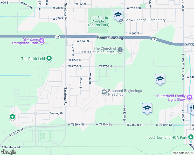 map of restaurants, bars, coffee shops, grocery stores, and more near 1406 1960 West in Eagle Mountain