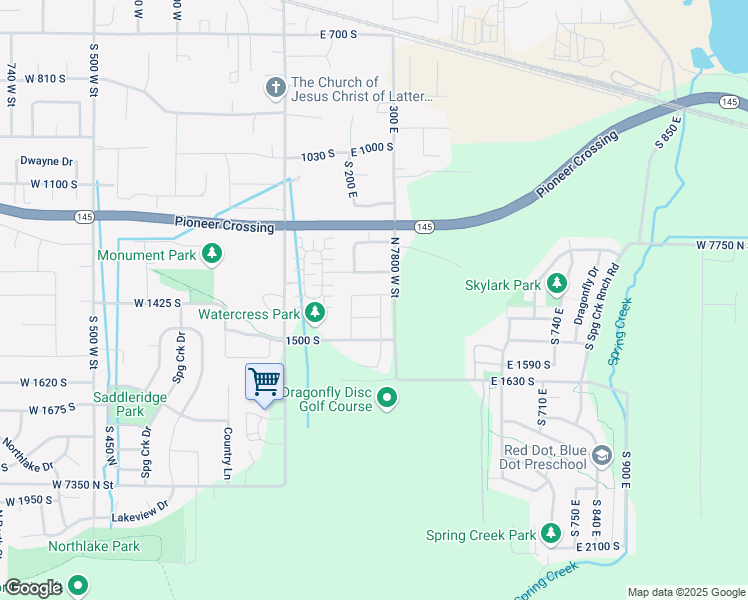 map of restaurants, bars, coffee shops, grocery stores, and more near 1423 200 East in Lehi