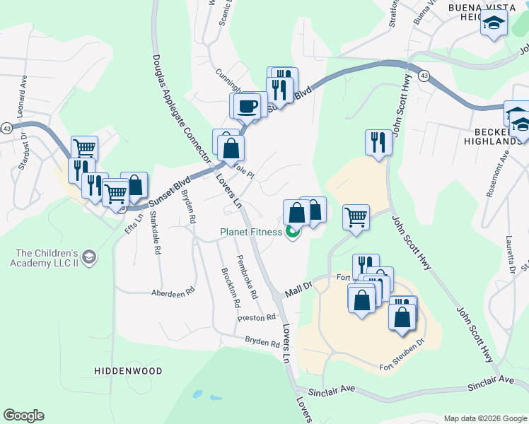map of restaurants, bars, coffee shops, grocery stores, and more near 150 Sharmont Drive in Steubenville
