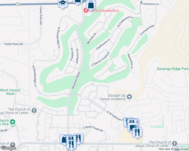 map of restaurants, bars, coffee shops, grocery stores, and more near 3755 East Cunninghill Drive in Eagle Mountain