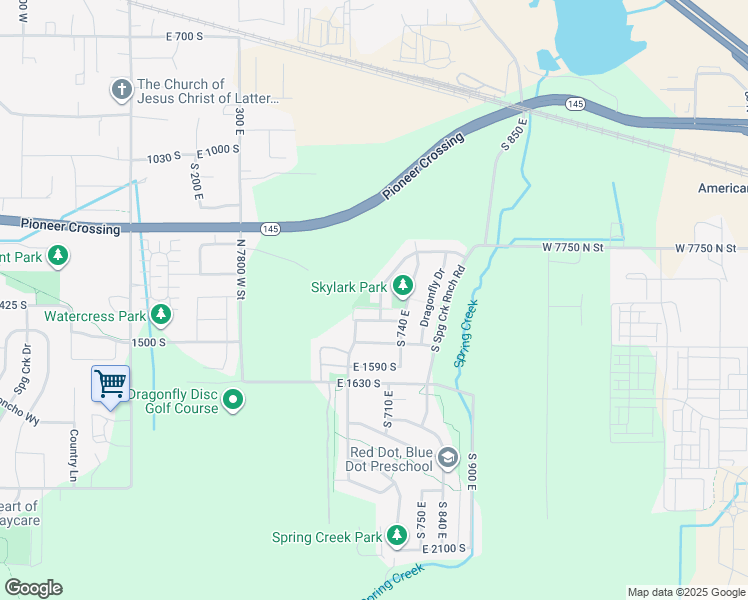 map of restaurants, bars, coffee shops, grocery stores, and more near 1410 Grey Goose Road in Lehi