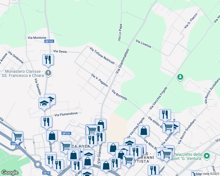 map of restaurants, bars, coffee shops, grocery stores, and more near 4 Via Bormida in Lecce