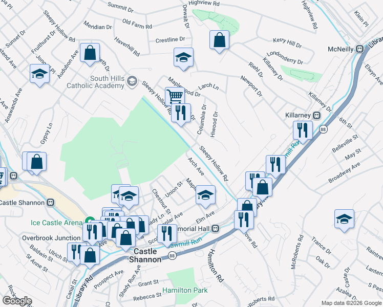 map of restaurants, bars, coffee shops, grocery stores, and more near 908 Arch Avenue in Pittsburgh