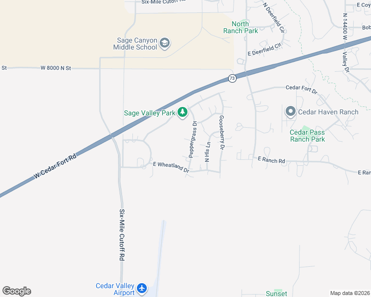map of restaurants, bars, coffee shops, grocery stores, and more near 8633 Peppergrass Drive in Eagle Mountain