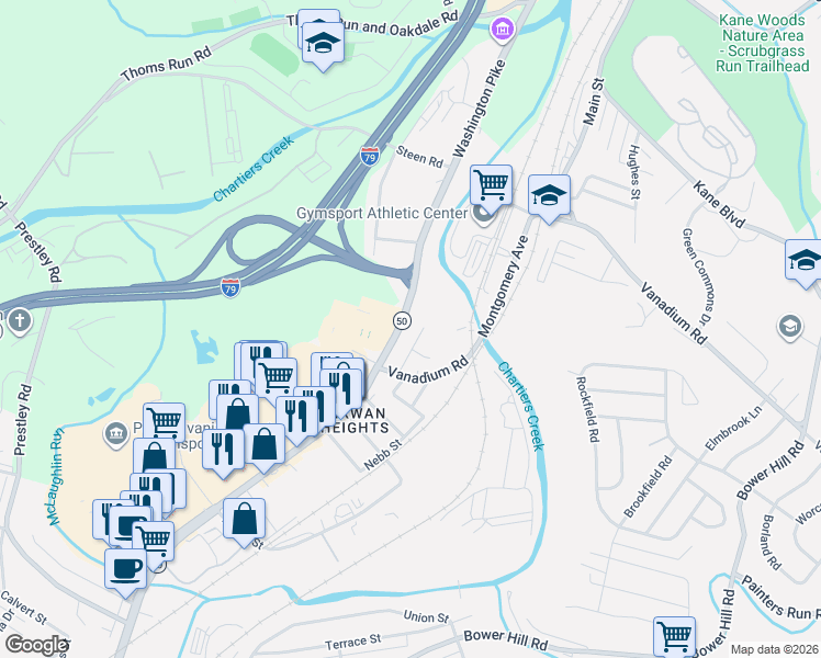 map of restaurants, bars, coffee shops, grocery stores, and more near 1208 Washington Pike in Bridgeville