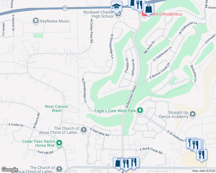 map of restaurants, bars, coffee shops, grocery stores, and more near 8633 Chase Circle in Eagle Mountain