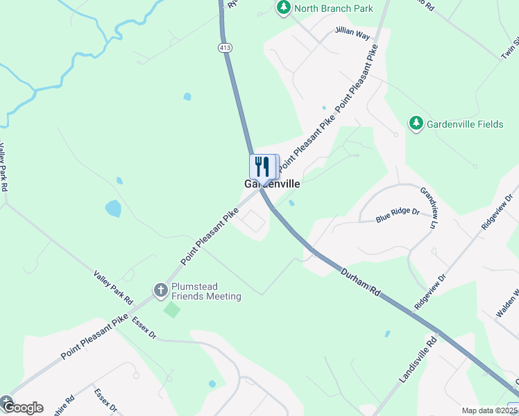 map of restaurants, bars, coffee shops, grocery stores, and more near 4656 Plough Tavern Road in Doylestown