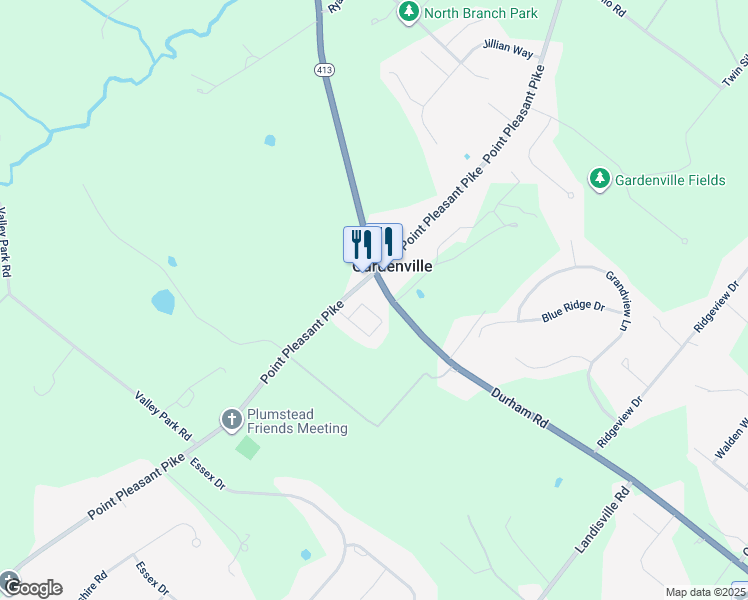 map of restaurants, bars, coffee shops, grocery stores, and more near 4656 Plough Tavern Road in Doylestown