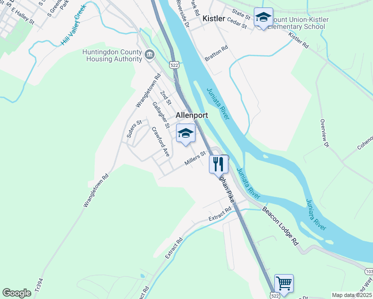 map of restaurants, bars, coffee shops, grocery stores, and more near 14188 2nd Street in Mount Union