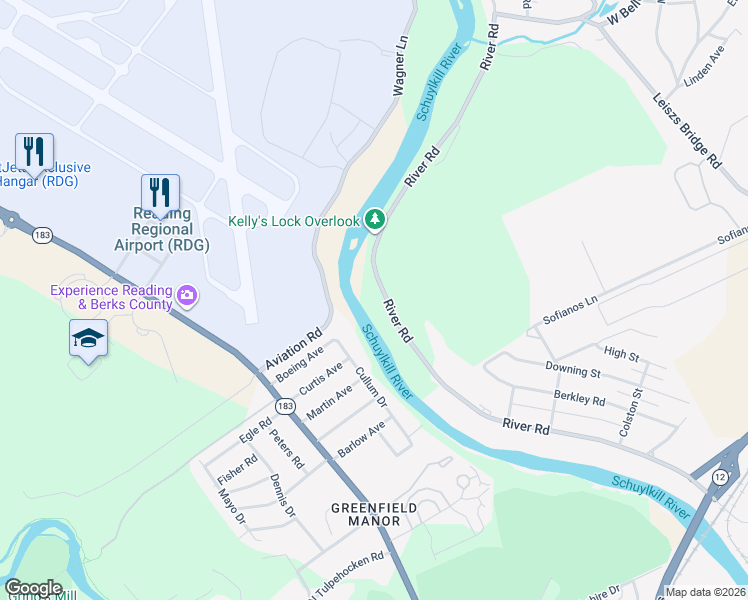map of restaurants, bars, coffee shops, grocery stores, and more near 2209A Cullum Drive in Reading