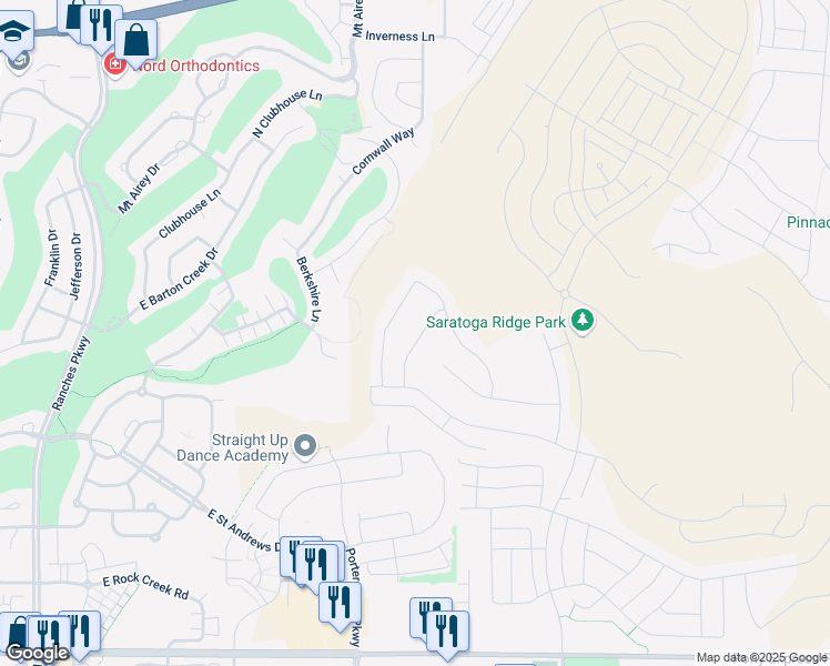 map of restaurants, bars, coffee shops, grocery stores, and more near 499 Stone Ridge Drive in Eagle Mountain