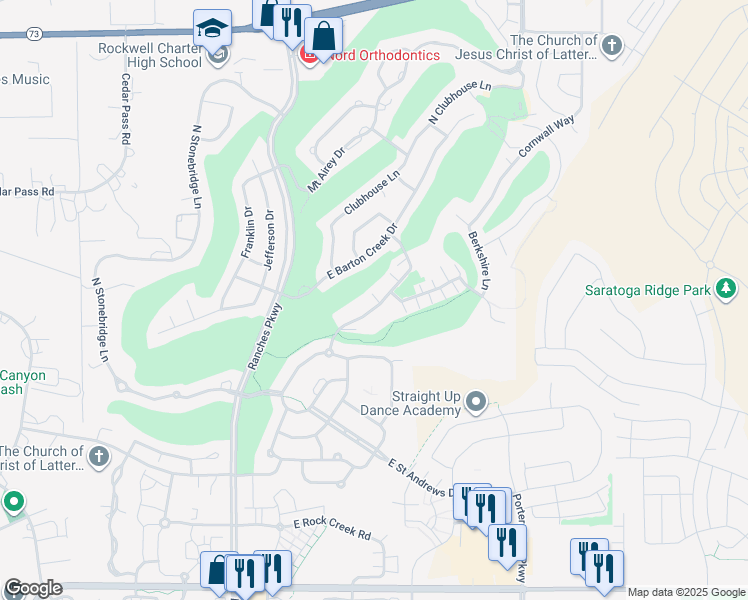 map of restaurants, bars, coffee shops, grocery stores, and more near 3816 East Cunninghill Drive in Eagle Mountain