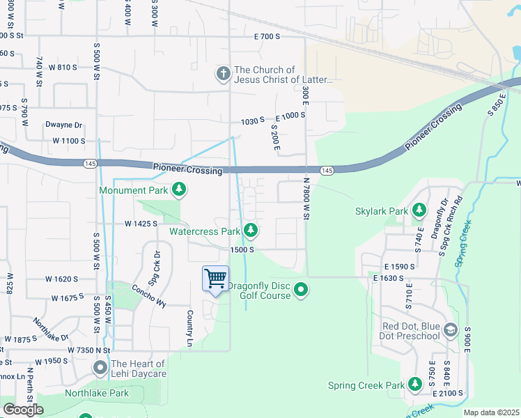 map of restaurants, bars, coffee shops, grocery stores, and more near 1299 South 100 East in Lehi