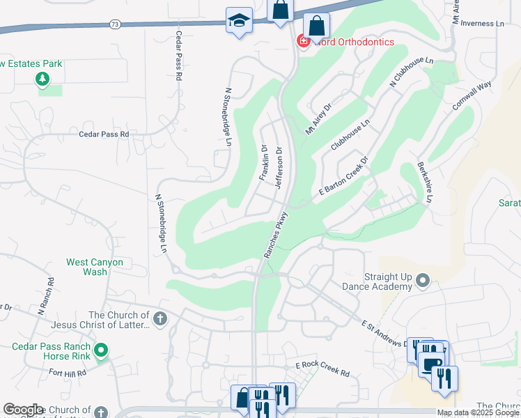 map of restaurants, bars, coffee shops, grocery stores, and more near 3535 Heyward Drive in Eagle Mountain