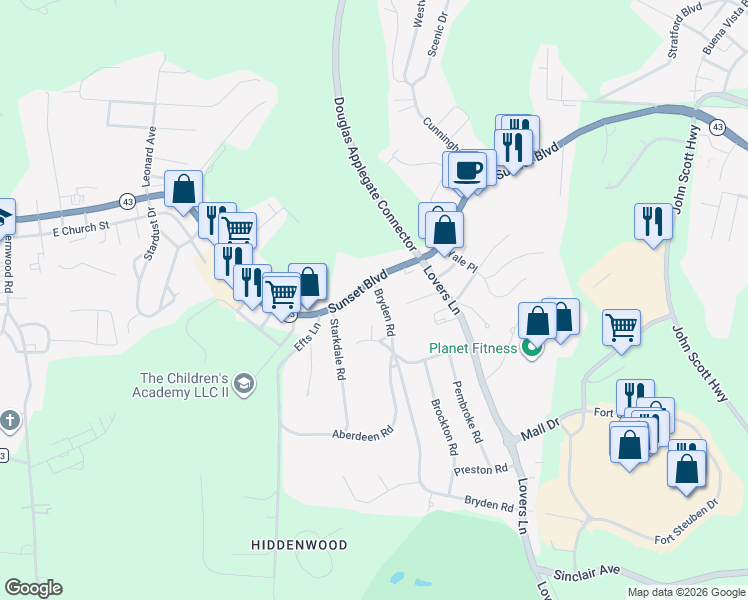 map of restaurants, bars, coffee shops, grocery stores, and more near 104 West Carlton Road in Steubenville