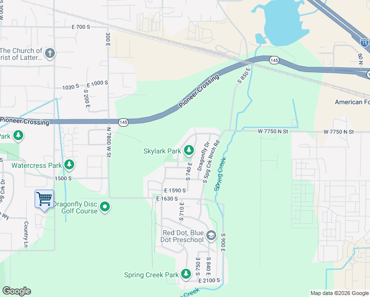 map of restaurants, bars, coffee shops, grocery stores, and more near 1410 Grey Goose Road in Lehi