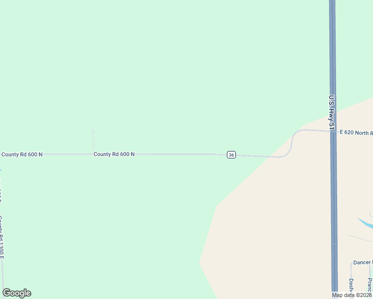 map of restaurants, bars, coffee shops, grocery stores, and more near 13532 County Road 600 North in Heyworth