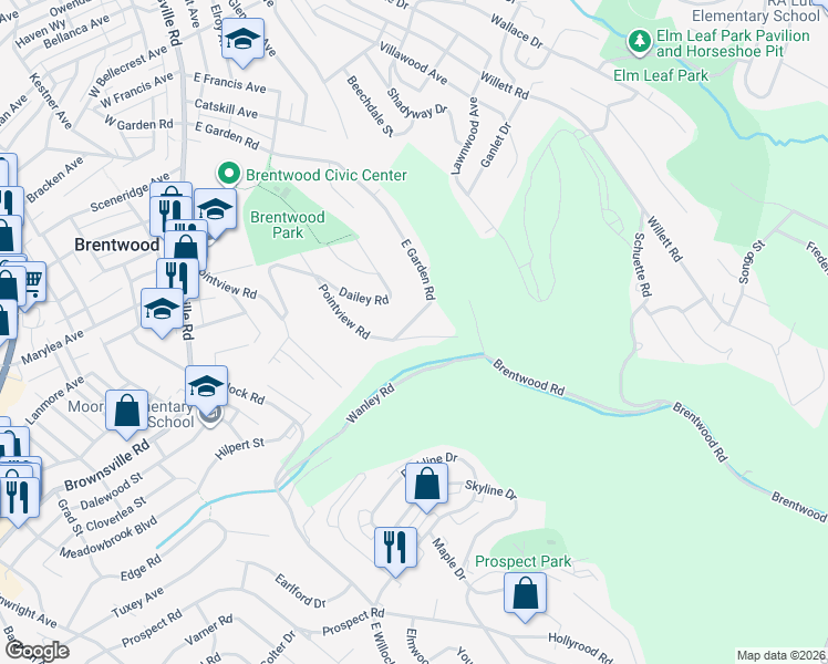 map of restaurants, bars, coffee shops, grocery stores, and more near 500 Pointview Road in Pittsburgh
