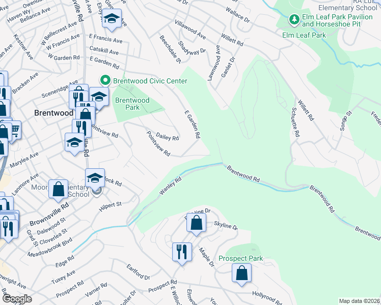 map of restaurants, bars, coffee shops, grocery stores, and more near 500 Pointview Road in Pittsburgh