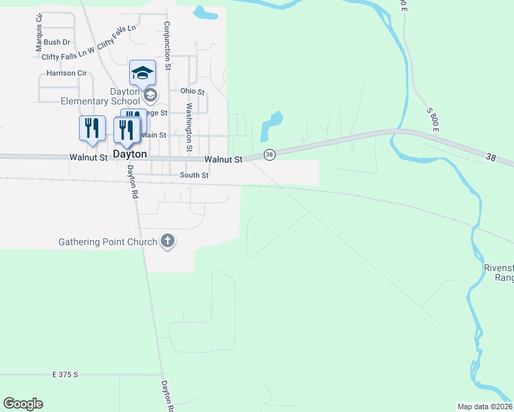 map of restaurants, bars, coffee shops, grocery stores, and more near 7623 Adams Road in Lafayette