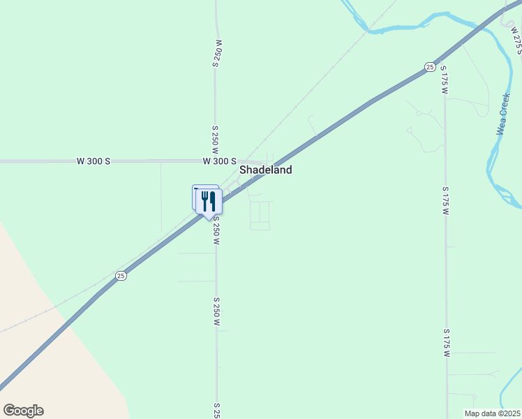 map of restaurants, bars, coffee shops, grocery stores, and more near 2351 Indiana 25 in Lafayette