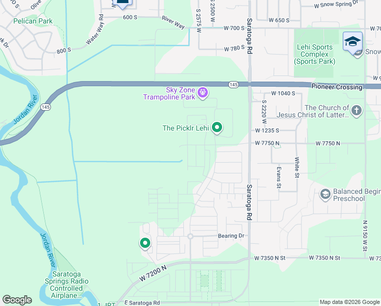 map of restaurants, bars, coffee shops, grocery stores, and more near 522 North Scuttlebutt Lane in Saratoga Springs