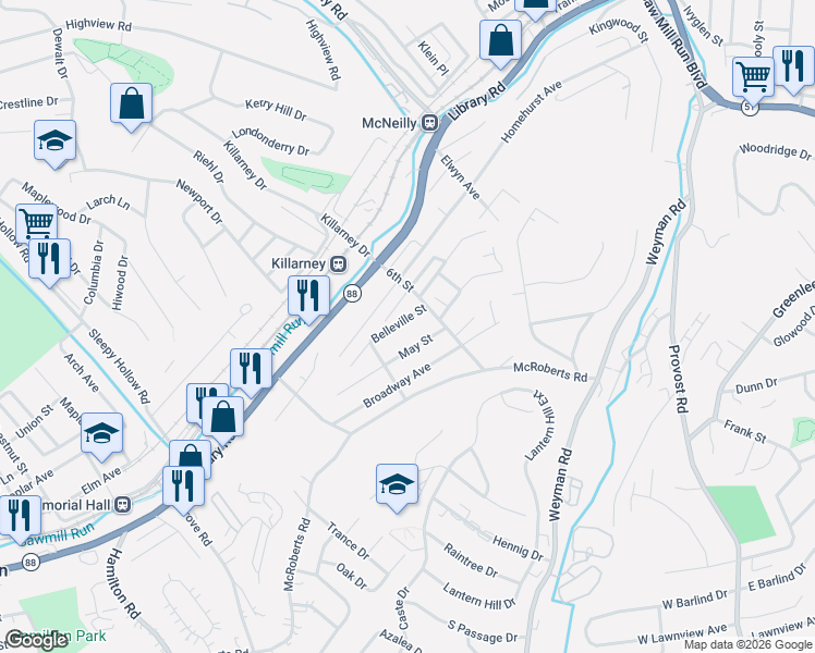 map of restaurants, bars, coffee shops, grocery stores, and more near 1240 6th Street in Pittsburgh