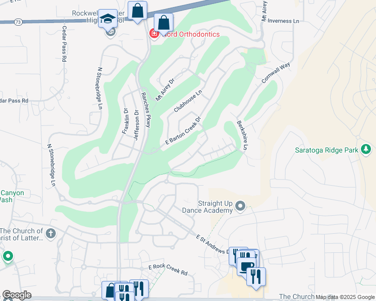 map of restaurants, bars, coffee shops, grocery stores, and more near 3861 East Cunninghill Drive in Eagle Mountain