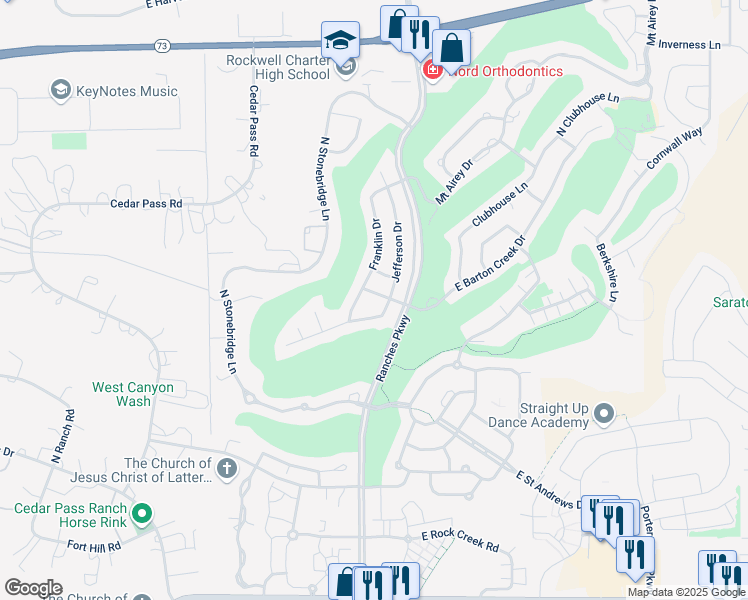 map of restaurants, bars, coffee shops, grocery stores, and more near 3548 Braxton Drive in Eagle Mountain
