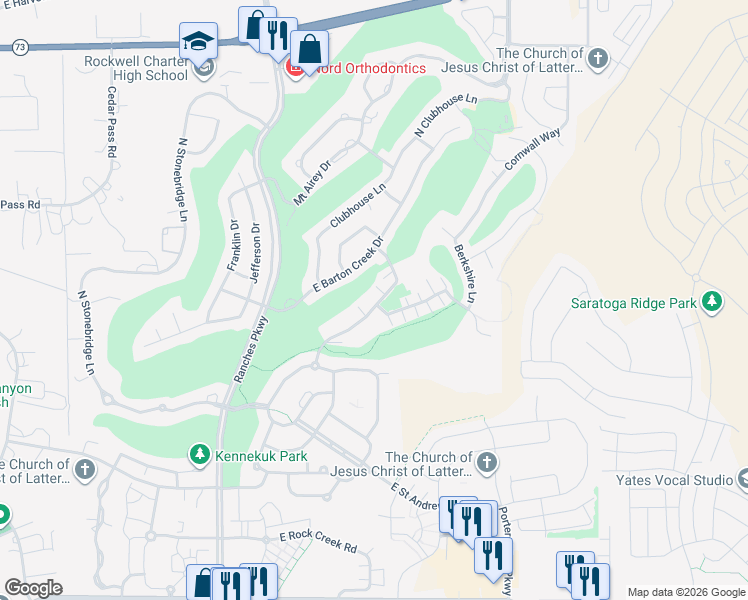 map of restaurants, bars, coffee shops, grocery stores, and more near 3867 East Cunninghill Drive in Eagle Mountain